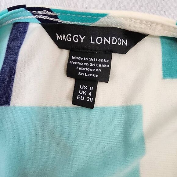 Maggy London The Collins Tie Wrap Short-Sleeve Geometric Dress Career Women's 0 - Picture 6 of 9